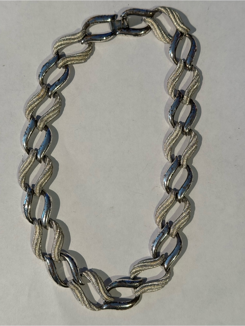 Napier Silver-Tone Wavy and Smooth Link Necklace